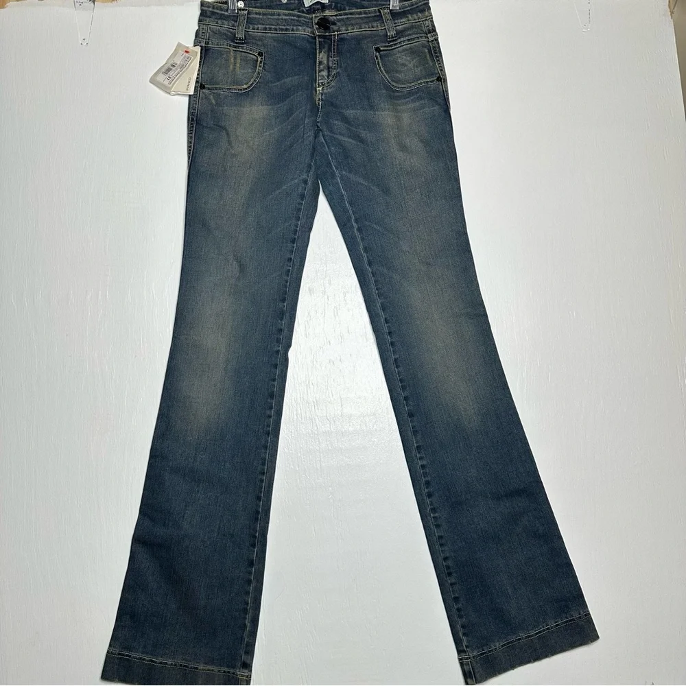 Pinko Womens Bootcut Jeans Size 31 Medium Wash‎ Stretch NEW Embroidered Pockets
